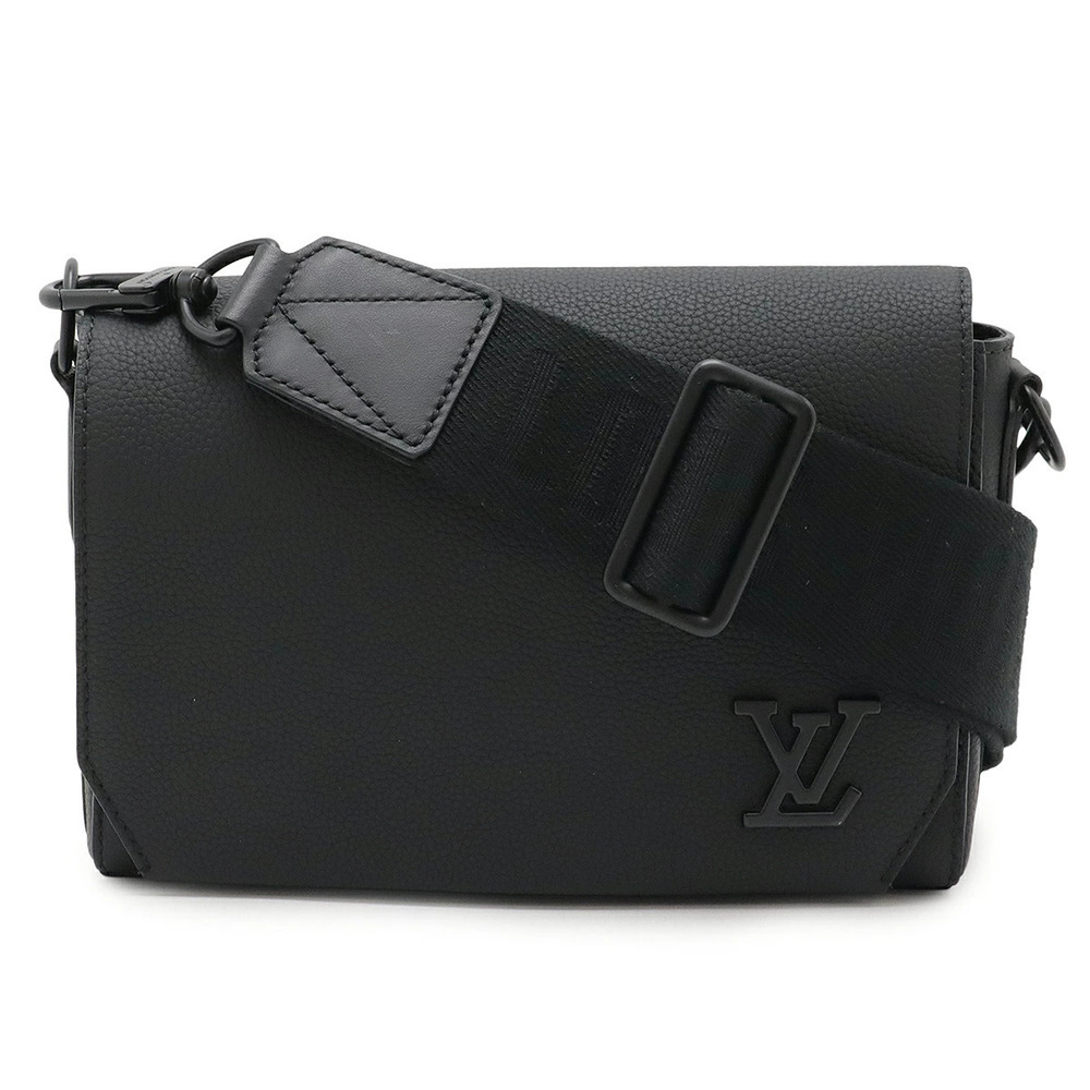 LOUIS VUITTON LV Aerogram Takeoff Messenger Shoulder Bag Leather Noir Black
